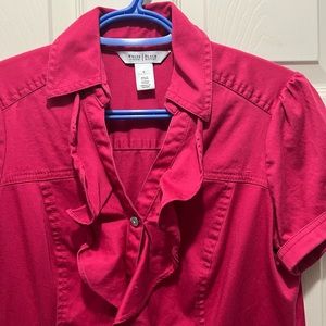 White House black market pink/maroon dress w/ belt. Size 6